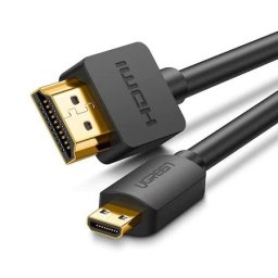 CABLU video Ugreen, "HD127" MINI HDMI (T) la HDMI (T), rezolutie maxima 4K UHD (3840 x 2160) la 60 Hz, conectori auriti, 3m, braided, negru "30104