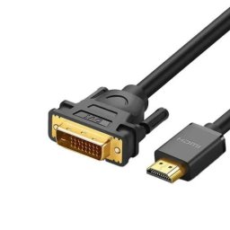 CABLU video Ugreen, "DP106" HDMI (T) la DVI (T), rezolutie maxima FHD , conectori auriti, 2m, braided, negru "10135