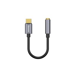 CABLU ADAPTOR Baseus, 1 x USB Type-C (T) la 1 x Jack 3.5mm (M), lungime cablu brodat 12 cm, gri CATL54-0G
