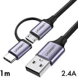 Cablu incarcare si transfer date USB to Micro USB + adaptor USB Type C - UGREEN 1M ,30875