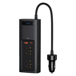 INVERTOR ELECTRIC auto Baseus, IGBT, 2 x AC, 1 x USB Type-C, 1 x USB, 150W 220V, conectare auto 12V, negru "CRNBQ-A01