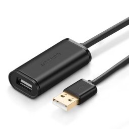 Cablu pentru transfer de date UGREEN US121, USB tata - USB mama, activ, 5m, Negru, 10319
