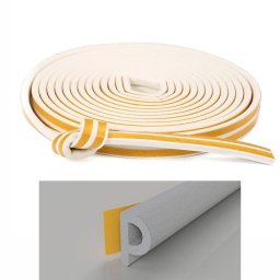 Banda autoadeziva pentru etansarea usilor si ferestrelor, Profil P, 9mm x 5.5mm, Rezistenta UV, Cauciuc EPDM, 6 m, Alb