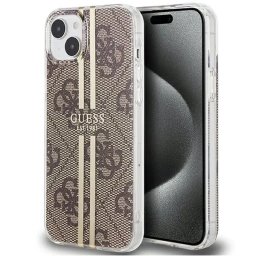 Husa iPhone 15 Plus/14 Plus 6.7" brown hardcase IML 4G Gold Stripe