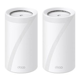 Router wireless Sistem Mesh Wi-Fi Deco BE85(2-pack), BE19000, Tri-Band, Wi-Fi 7, MLO, HomeShield, 2 porturi 2.5G, port 10G, 1 port SFP+ 10G, cu acoperire pentru intreaga casa, Alb
