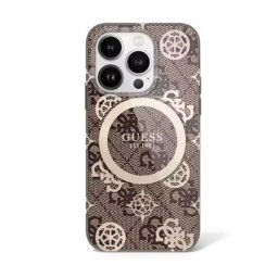 Husa Husa pentru iPhone 16 Pro - Guess IML Peony On 4G Background MagSafe (GUHMP16LH4PYEEW) - Brown