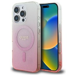 Husa Husa pentru iPhone 16 Pro Max - Guess IML Glitter Gradient MagSafe (GUHMP16XHGRCELP) - Pink