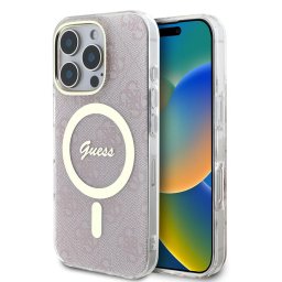 Husa Husa pentru iPhone 16 Pro - Guess IML 4G MagSafe (GUHMP16LH4STP) - Pink