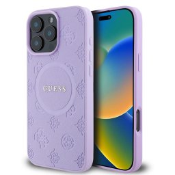 Husa Husa pentru iPhone 16 Pro Max - Guess Saffiano Peony Classic Logo MagSafe (GUHMP16XPSAPSMEU) - Purple
