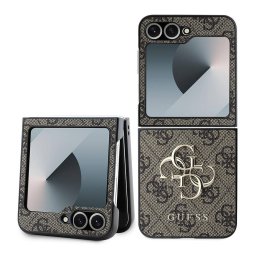 Husa Husa pentru Samsung Galaxy Z Flip6 - Guess Leather 4G Metal Logo (GUHCZF64GMGBR) - Brown