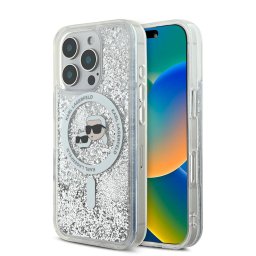 Husa Husa pentru iPhone 16 Pro - Karl Lagerfeld Liquid Glitter MagSafe (KLHMP16LLGKCSGH) - Clear Karl&Choupette Head