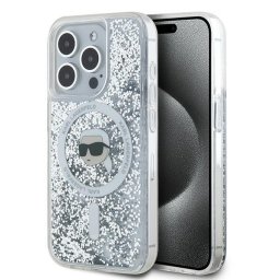 Husa Husa pentru iPhone 16 Pro - Karl Lagerfeld Liquid Glitter MagSafe (KLHMP16LLGKISGH) - Transparent Karl Head