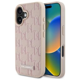Husa Husa iPhone 16 - Karl Lagerfeld Leather MagSafe (KLHMP16SPKHPORPP) - Pink Hot Stamp