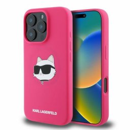 Husa Husa pentru iPhone 16 Pro Max - Karl Lagerfeld Silicone MagSafe (KLHMP16XSCHPPLF) - Fuchsia Karl&Choupette Head