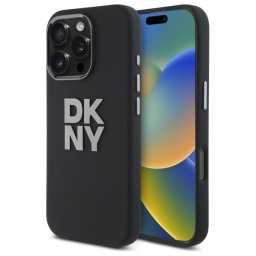 Husa iPhone 16 Pro - DKNY Hardcase Liquid Silicone Metal Logo (DKHCP16LSMCBSK) - Black