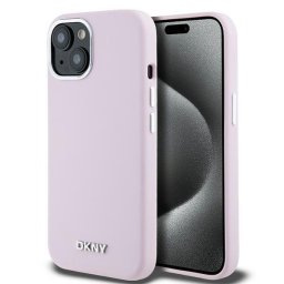 Husa iPhone 15 - DKNY Hardcase Liquid Silicone Small Metal Logo MagSafe (DKHMP15SSMCHLP) - Pink