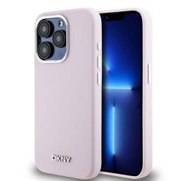 Husa iPhone 15 Pro - DKNY Hardcase Liquid Silicone Small Metal Logo MagSafe (DKHMP15LSMCHLP) - Pink
