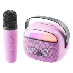 Boxa portabila pentru copii BOB A BOBEK PARTY, microfon fara fir, 1200mAh Roz