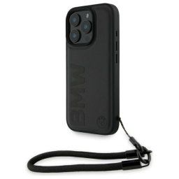 Husa iPhone 16 Pro Max - Signature Leather Wordmark Cord (BMHCP16X23RMRLK) - Black