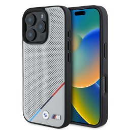 Husa iPhone 16 Pro - Hardcase M Perforated Tricolor Line MagSafe (BMHMP16L23PUPDG) - Grey
