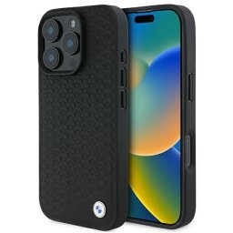 Husa iPhone 16 Pro Max - Signature Leather Diamond Metal Logo MagSafe (BMHMP16X23RDDK) - Black