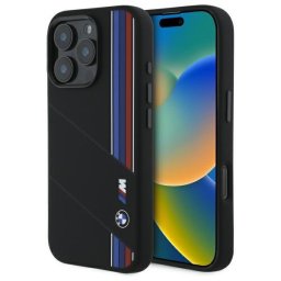 Husa iPhone 16 Pro Max - Hardcase Silicone Cut Tricolor Lines MagSafe (BMHMP16X23SCUK) - Black