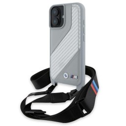 Husa iPhone 16 - Leather M Edition Carbon Stripe & Strap (BMHCP16S23PSCCG) - Black
