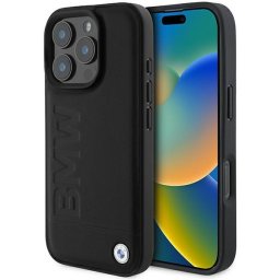 Husa iPhone 16 Pro Max - Natural Leather Hot Stamp (BMHCP16XSLLBK) - Black