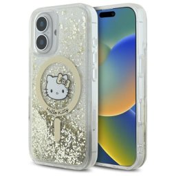 Husa Husa pentru iPhone 16 - Hardcase Liquid Glitter Fever MagSafe (HKHMP16SLGDIH) - White/Gold
