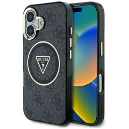 Husa Husa pentru iPhone 16 - IML Metal Glitter 4G Circle Triangle MagSafe (GUHMP16SHG4PRTGK) - Black