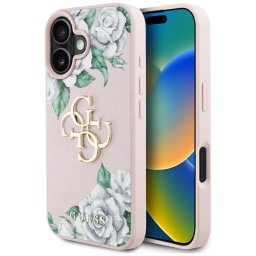 Husa Husa pentru iPhone 16 - Hardcase 4G Grained Roses Big Logo (GUHCP16SPGROP4MP) - Pink