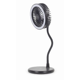 LAMPA BIROU LED Gembird, 3-in-1, incarcare wireless, putere 10W, ventilator 3 viteze, alimentator USB neinclus, negru "TA-WPC10-LEDFAN-01" (timbru verde 0.18 lei)