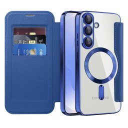 Husa Techsuit SmartMag Book - Husă tip carte (flip) - compatibil cu Samsung Galaxy S25 - culoare Albastru