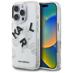Husa Husa pentru iPhone 16 Pro - Karl Lagerfeld IML Sketched Graphic Logo (KLHCP16LHMLGFCH) - Transparent