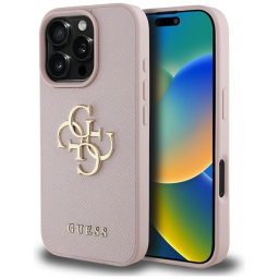 Husa Husa pentru iPhone 16 Pro - Guess Hardcase Grained Big 4G Logo Small Classic Logo (GUHCP16LPGT4MBP) - Pink