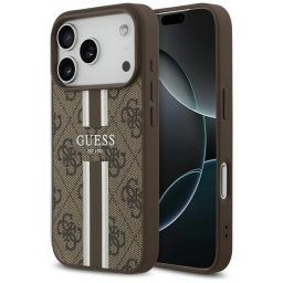 Husa Husa pentru iPhone 17 Pro - Guess Hardcase 4G Printed Stripes MagSafe (GUHMP17LP4RPSW) - Brown