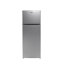 Frigidere Frigider cu doua usi VIVAX DD-207E S, 204L, Clasa E, Termostat reglabil, Iluminare LED, Usi reversibile, Suprafata painted metal, 3 Rafturi de Sticla securizata, H 143 cm, Argintiu