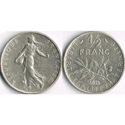 Franta 1974 - ½ franc, circulata
