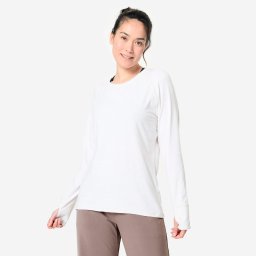 Bluză din bumbac Yoga ușoară Bej Damă
