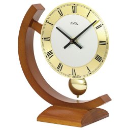 Ceas de birou cu pendul AMS 163/9, lemn masiv finisaj cireș, mecanism quartz