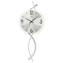 Ceas de perete AMS 9718, mecanism quartz, carcasă din lemn cu elemente decorative metalice