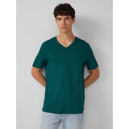 s.Oliver Tricou barbati cu decolteu in V, Regular fit, din bumbac, Verde inchis (SELECTATI MARIMEA: XL)
