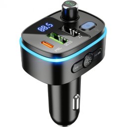 Modulator FM Bluetooth HOCO E62 Fast, 2 x USB-A - 1 x USB-C