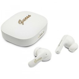 Handsfree Bluetooth Guess Script Metal Logo, TWS, Alb
