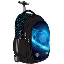 Ghiozdan tip Troler St.Right TB01, Cosmic Soccer, Roti Silicon, Impermeabil, 44x32x25 cm