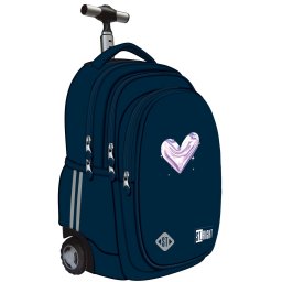 Ghiozdan tip Troler St.Right TB01, MoonLight Heart, Roti Silicon, Impermeabil, 44x32x25 cm
