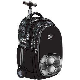 Ghiozdan tip Troler St.Right TB01, Silver Goal, Roti Silicon, Impermeabil, 44x32x25 cm