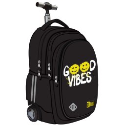 Ghiozdan tip Troler St.Right TB01, Positive Attitude, Roti Silicon, Impermeabil, 44x32x25 cm
