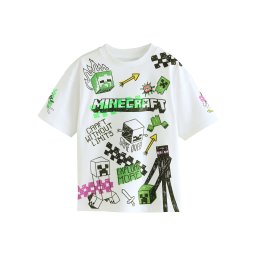 Next Tricou 'Minecraft' verde neon / roz / negru / alb
