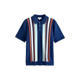 Next Pulover albastru marin / albastru pastel / portocaliu închis / alb murdar